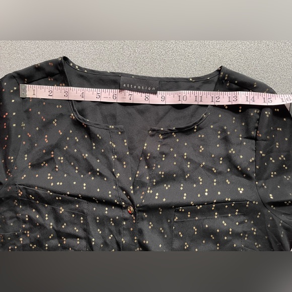 Attention Black & Gold Blouse Size Large - Picture 8 of 11